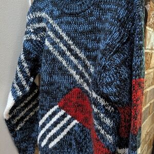 Bachrach Blue and Black Knit Sweater